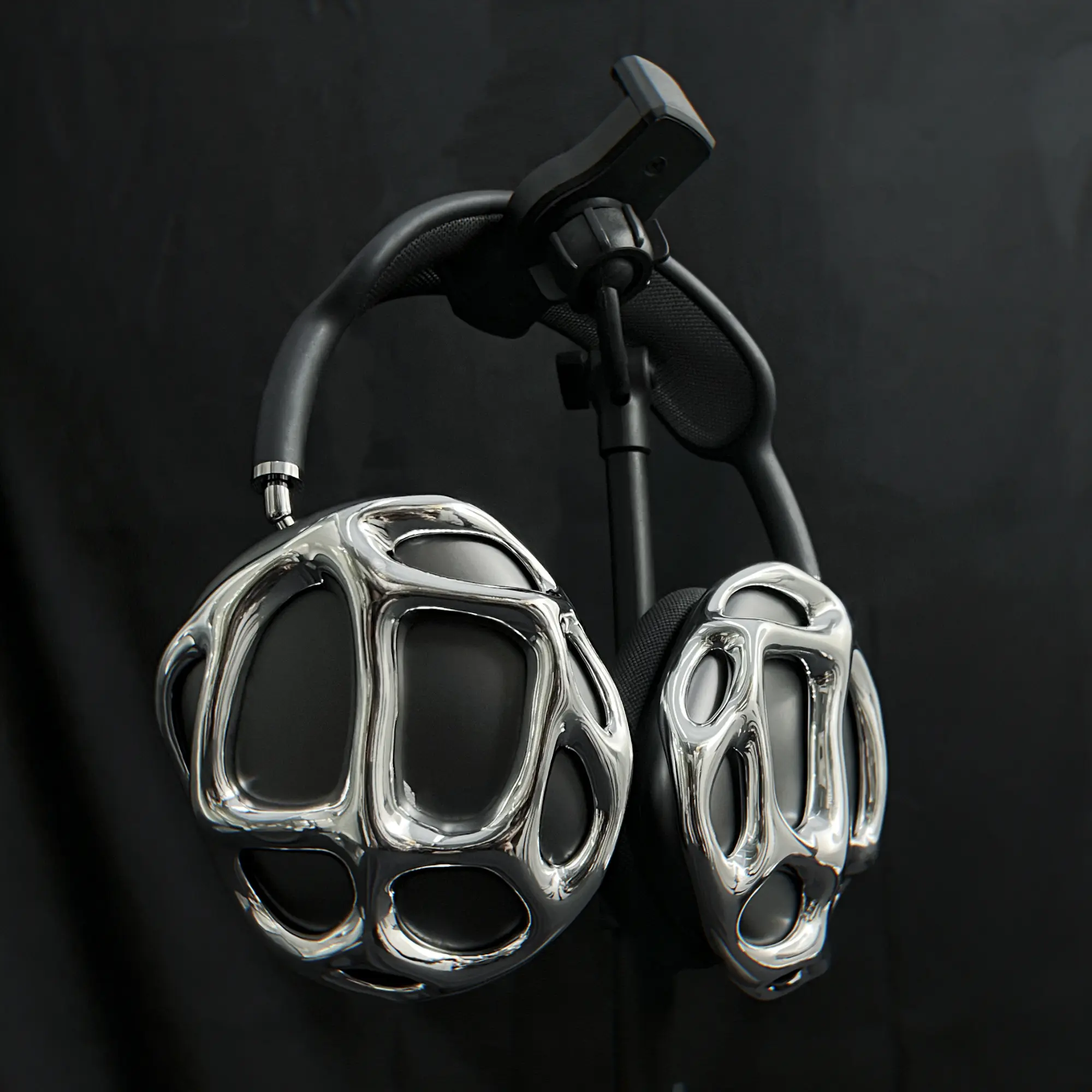 2Pcs  3D print Silver Gothic Unique case for Airpods max ,Cool design,y2k,tech gifts for him.