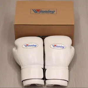 Winning Velcro Boxing Gloves, Pro Training Sparring, Maya Hide Leather, Muay Thai MMA Kickboxing, Men Women Adult, Heavy Punching Bag Focus Mitts Pads Workout, Ventilated Palm, Multi Layered, 12 14 16 Oz
