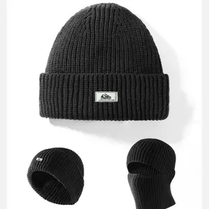 2 in 1 Unisex Winter Warm Knit Beanie Hat, 1 Count Outdoor Cycling Casual Windproof Mask for Men & Women, Multifunctional Beanie Hat for Outdoor Cycling Skiing