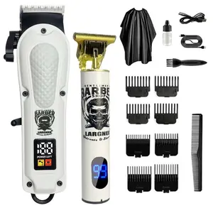 Men's Professional Hair Trimmer Set, USB Rechargeable Electric T-Blade Trimmer, Includes Two Clippers and Full Accessories