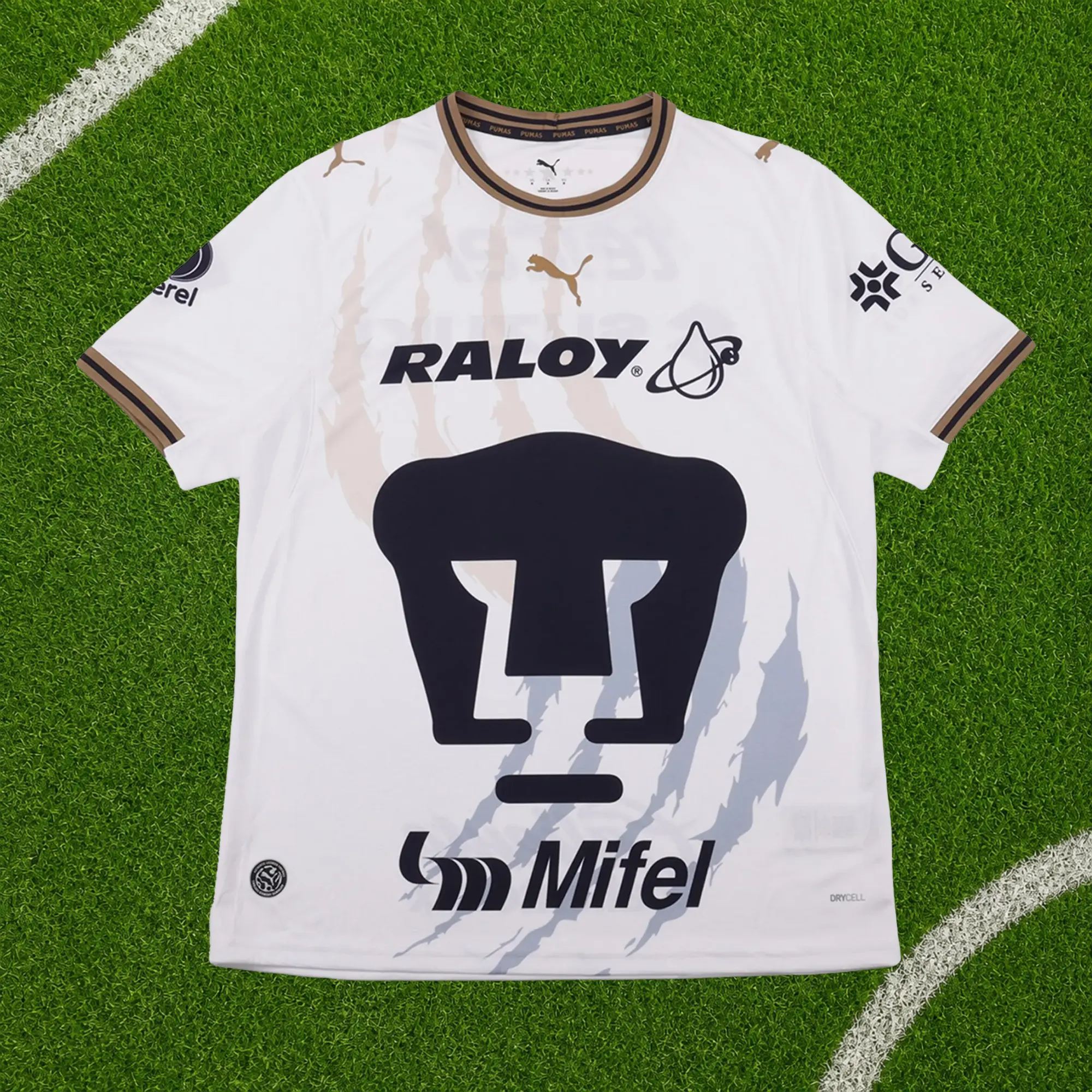 White Pumas UNAM Away Soccer Shirt 26-27, Quick-Dry Soccer Jersey, Breathable Short Sleeve Game Day Top, Liga MX Fan Gear