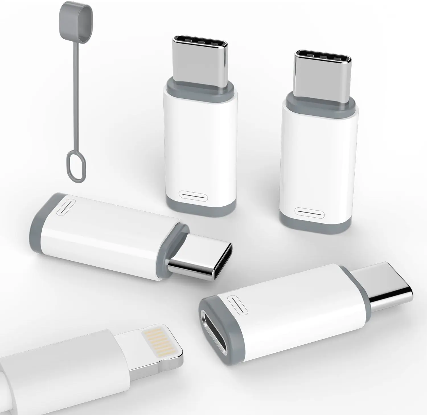4 Pack USB-C to Lightning Adapters, Fast Charging & Data Transfer, Aluminum Alloy, Compatible with USB-C Devices
