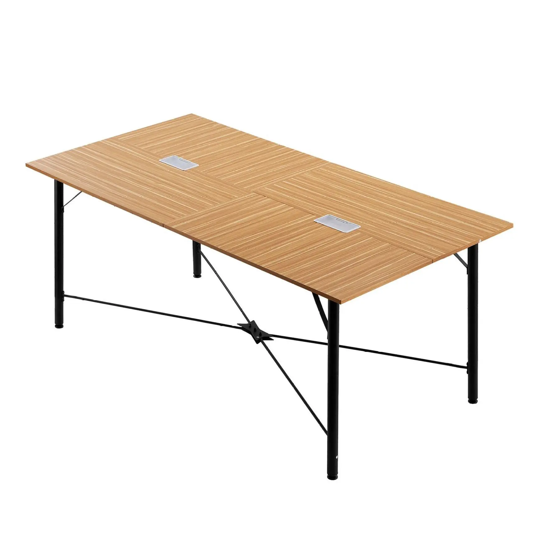 Conference Table 6ft, Office Meeting Table for 6-8 Person, Rectangle Seminar Desk with Metal Legs, Modern Boardroom Table for Office & Home, Easy Assembly, Brown 6 ft Rectangle