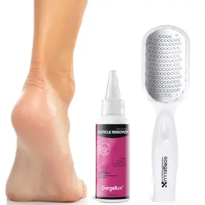 Fast Acting Cuticle Remover & Foot File Kit, No-Soak Dead Skin Gel with Aloe Vera, Pain-Free Cracked Heel Repair for Home Pedicure & Foot Care