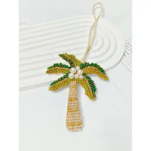 Starfish & Coconut Tree Keychain with Faux Pearls, Tropical Palm Tree Bag Charm Pendant, Bohemian Sea Style Purse Accessories, Fashion Handbag Ornament, Cute Car Key Ring, Perfect Holiday Birthday Gift for Family Friends Women Girls Bag Decor