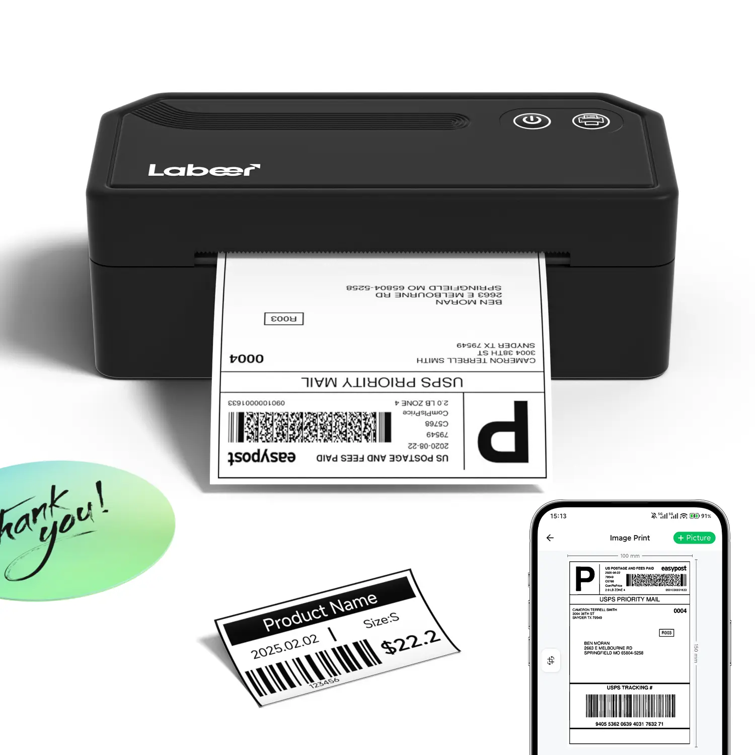 LABEER Bluetooth Label Thermal Printer, 4x6 Portable Label Printer ...