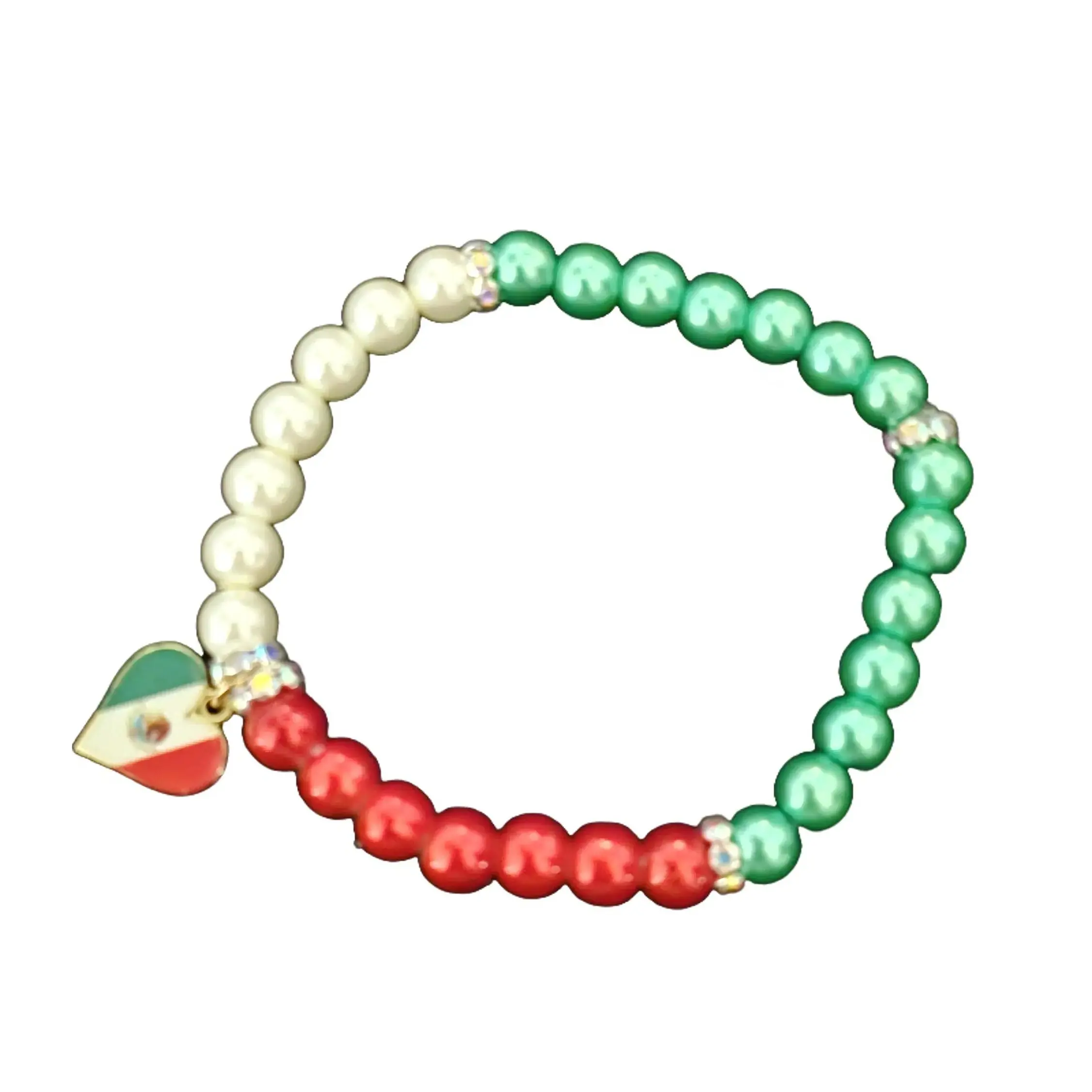 Mexican Bracelet Unisex Handcrafted with Green White & Red Beads Symbolizing Mexican Flag Culture 8mm Stretch Design Ideal for Everyday Wear