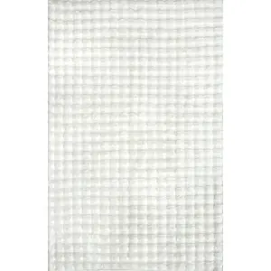 Jeni Solid Faux Rabbit Machine Washable Area Rug