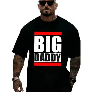 Men's BIG DADDY Pattern Print  T-Shirt, Street Style  Soft Breathable  Top, Machine Washable Casual Wear, Ideal for Father's Day, Birthdays, Weddings & Christmas Gifts for Dad,  Tall Men Holiday Fashion Shirt