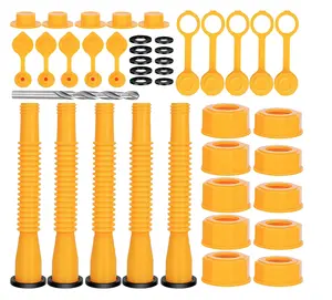 Gas Can Spout Replacement, (5 Kit-Yellow) Gas Can Nozzle Suitable for Most 1/2/5/10 Gal Oil Cans, Flexible Gas Spout Replacement, Fuel Can Pour Spout