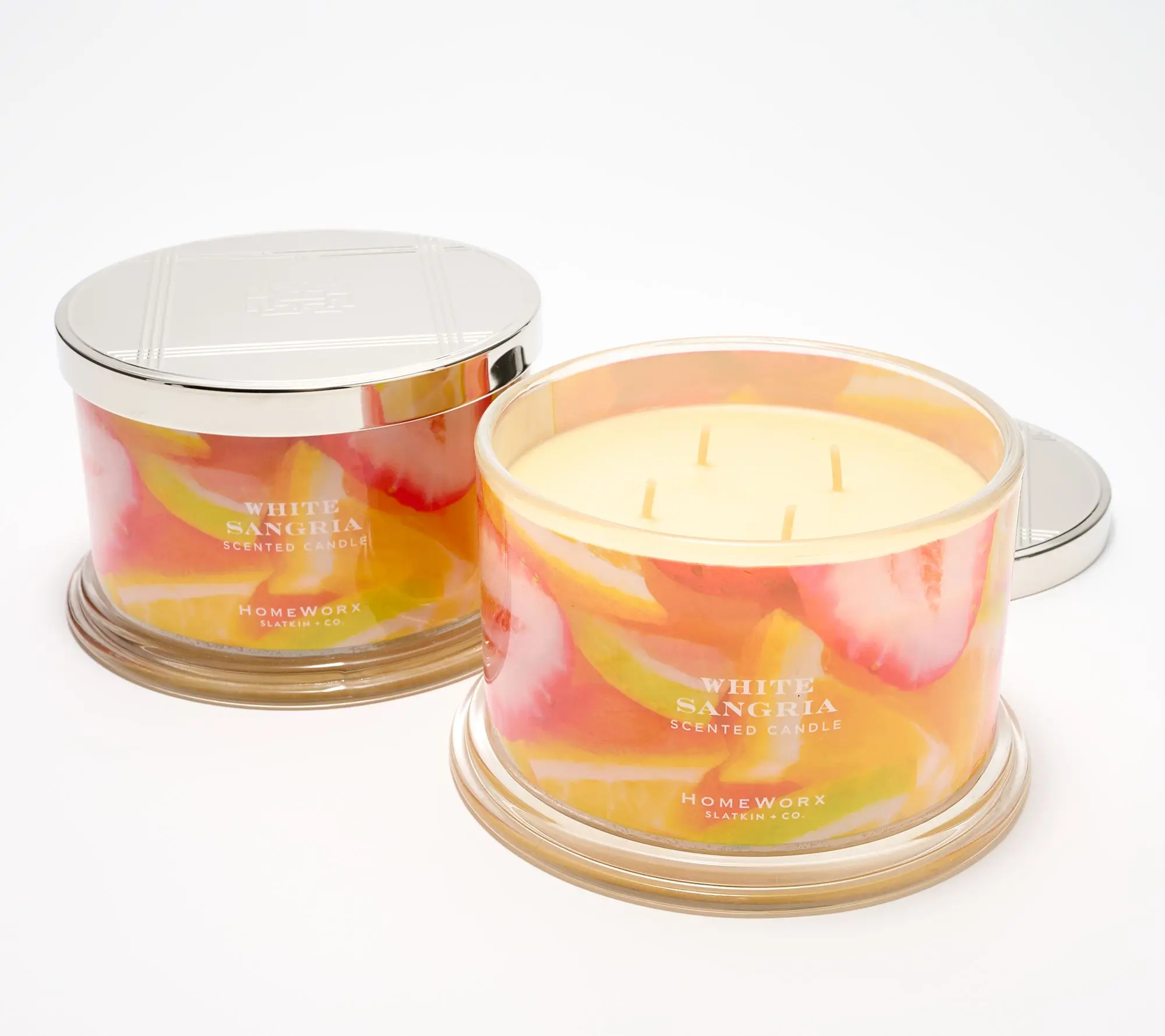 HomeWorx by Slatkin + Co. S/2 18-oz. White Sangria Candles HomeWorx by Slatkin + Co. S/2 18-oz. White Sangria Candles