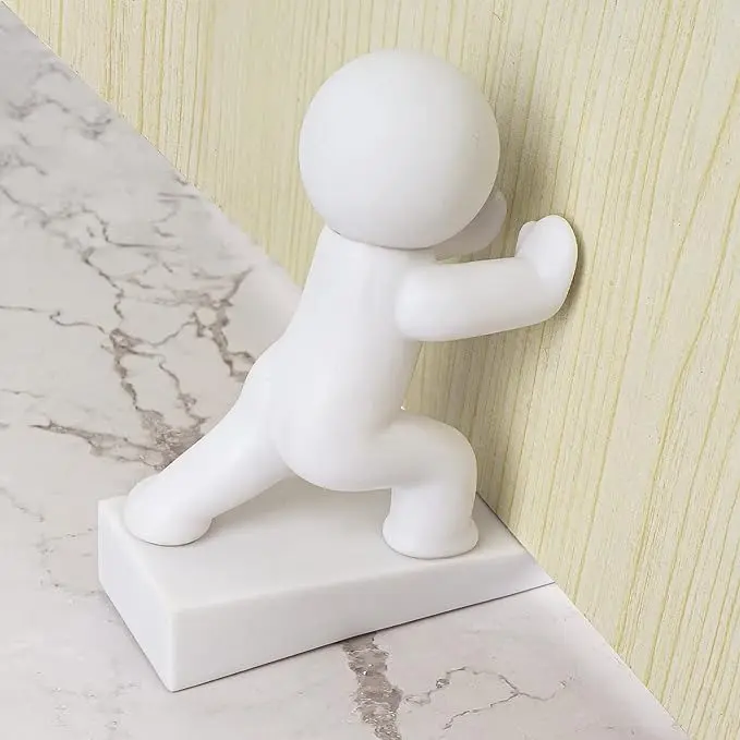 Cute Door Stopper, Buddy Decorative Door Stop, Protects Your Floors, White 1 Pack (Patented)