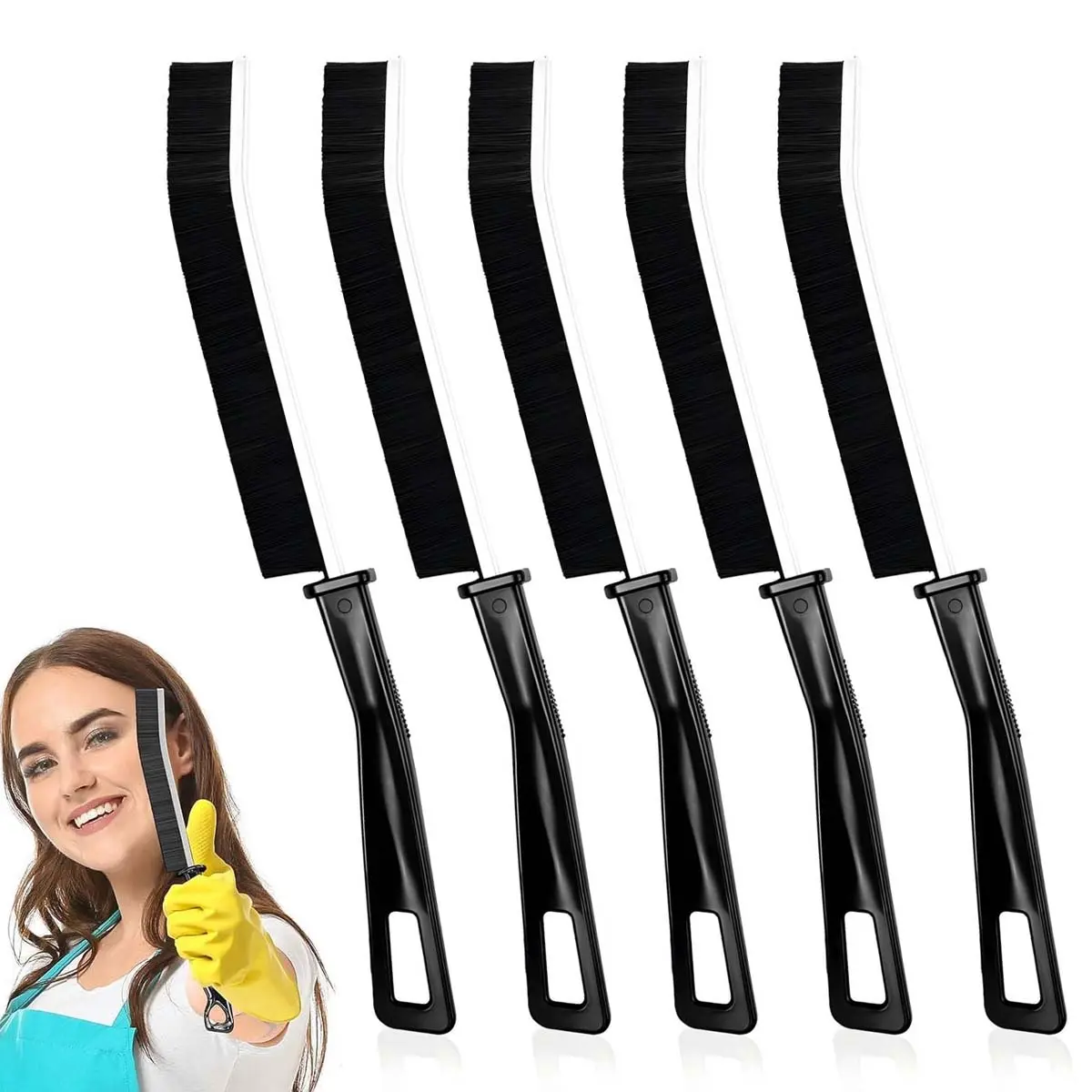 Mom's Ultimate Crevice Cleaner Pack - 5 Multifunctional Hard Bristle Brushes for Tile Grout, Window Tracks & Hidden Grime Home Tools Gadgets Heavy Duty Handle Cleaning | spring cleaning-5 pc crevice household use bathroom tile