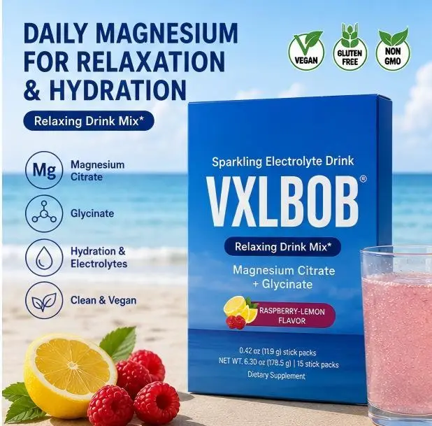 VXLBOB New product 15-Stick Raspberry Lemon Bubble Relaxing Magnesium Blend - Ionized Mg (Ionic Magnesium Citrate &Glycinate)-Electrolyte Drink Mix