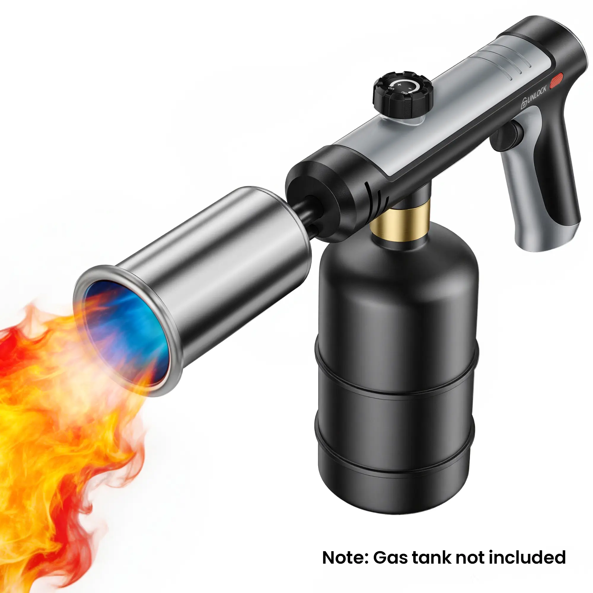 SUNCOZE Propane Torch Tank Not Included with One-Touch Max Fire and Safety Lock, Kitchen Torch for searing Steak, Adjustable Flame Gas Torch, Campfire, Craft Ideas, BBQ, Weed Killer