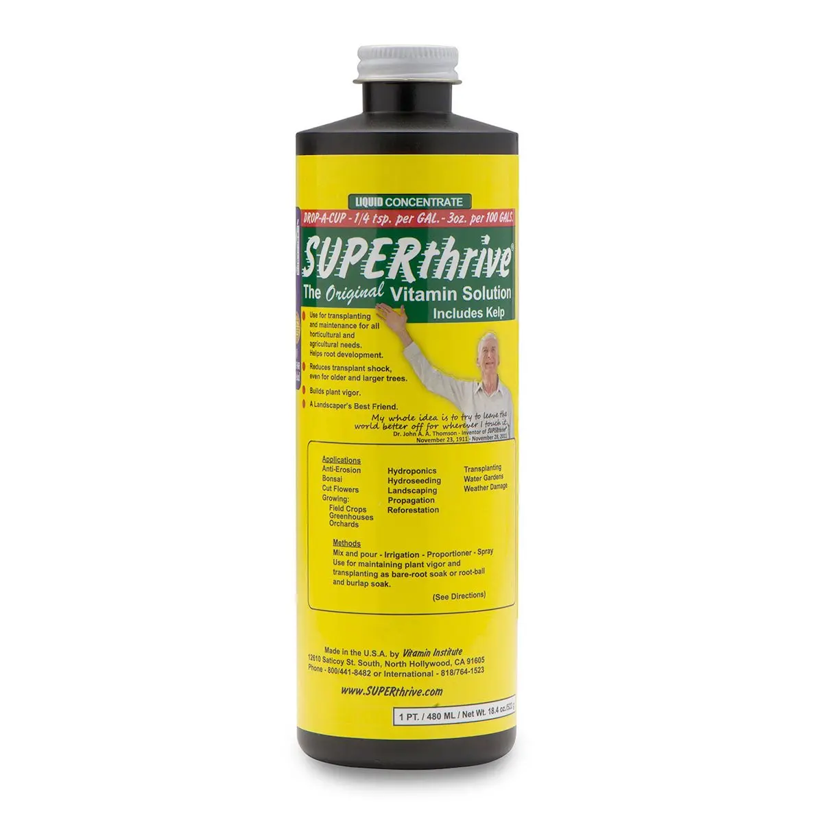 SUPERthrive Original Kelp-Based Plant Vitamin Solution, 1 Pt Plant Nutrient Concentrate - Liquid Lawn Fertilizers & Root Fertilizers