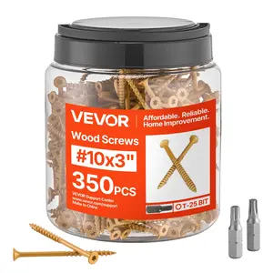 VEVOR Wood Screws 350 PCS,  , #10 x 3-Inch Anti-Rust Coated, Exterior Deck Screw Torx/T25 Star Drive, Metal Rust-Resistant Outdoor Decking Screws with 2 Screw Connectors, for Decking Fencing Framing
