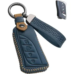 for Lexus Key Fob Cover Leather Car Key Case Keychain Fob Holder  for Lexus ES350 ES300h UX200 UX250h LS500 LS500H LC500 LC500h GX460 RX350h 2018-2024 (Blue)