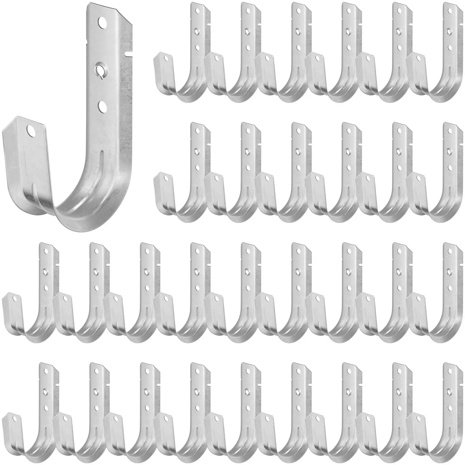 30 2" Cable Support J Hooks Heavy Duty Galvanized Steel Wire Management Hangers For Attaching To Vertical Surfaces Wall Mounting