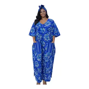 CRZ Elegant Ankara Corset Dress With Front Pocket Embellished With Aso Oke