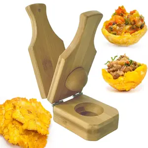 Mini Wooden Tostones & Plantain Press, 2-in-1 Smasher Mold For Crispy Green Plantains, Banana Smash Maker With Cup, Traditional Latin Kitchen Tool, Kitchen Utensils
