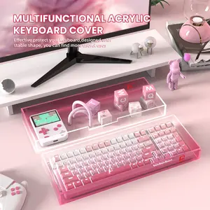 MAMBASANKE KC04 Acrylic Clear Transparent Keyboard Cover(17.4 * 6.5 * 1.89 inch) with Dustproof Waterproof Anti-hit Anti-cat Protective Case for Standard 98Key Mechanical Gaming Keyboard