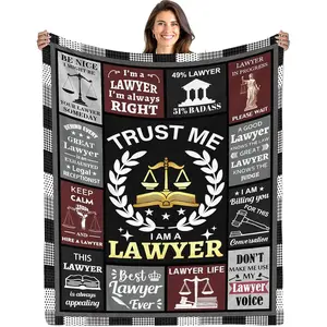 Lawyer Gifts for Women Men, Best Lawyer Ever Soft Flannel Blanket 60"X50", Law School Gifts for Future Lawyers, Attorney Graduation Retirement Birthday Gifts for Passing The Bar Exam Blanket