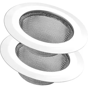 2 count Kitchen Sink Strainer, Stainless Steel Mesh Sink Drain Cover, Large Wide Rim 4.5" Diameter Sink Drain Strainer Basket Catcher