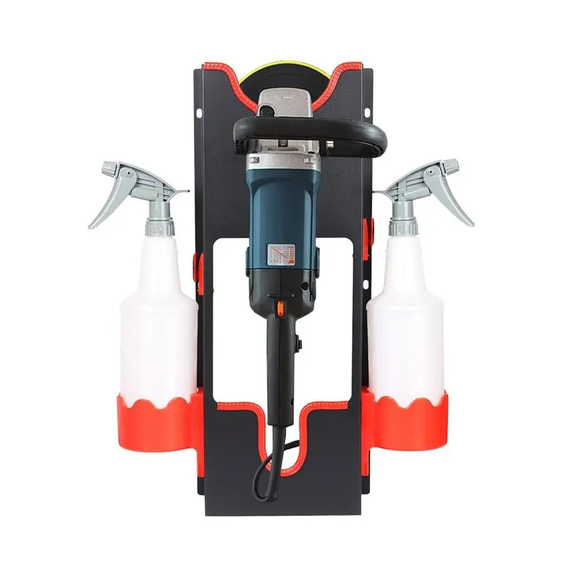 Car Polisher Holder, 1 Set Wall Mounted Car Polishing Machine Storage Rack, Car Polisher Storage Rack with Bottle Hook for Cutting Machine, Waxing Machine, Power Tool Organizer, Tool Holders