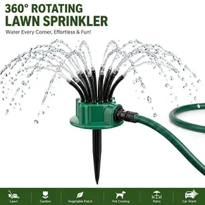 Adjustable Lightweight Durable Multi-Nozzle Lawn Sprinkler, Auto Irrigation System for Yard,Backyard,Garden & Flower Beds,summervibes