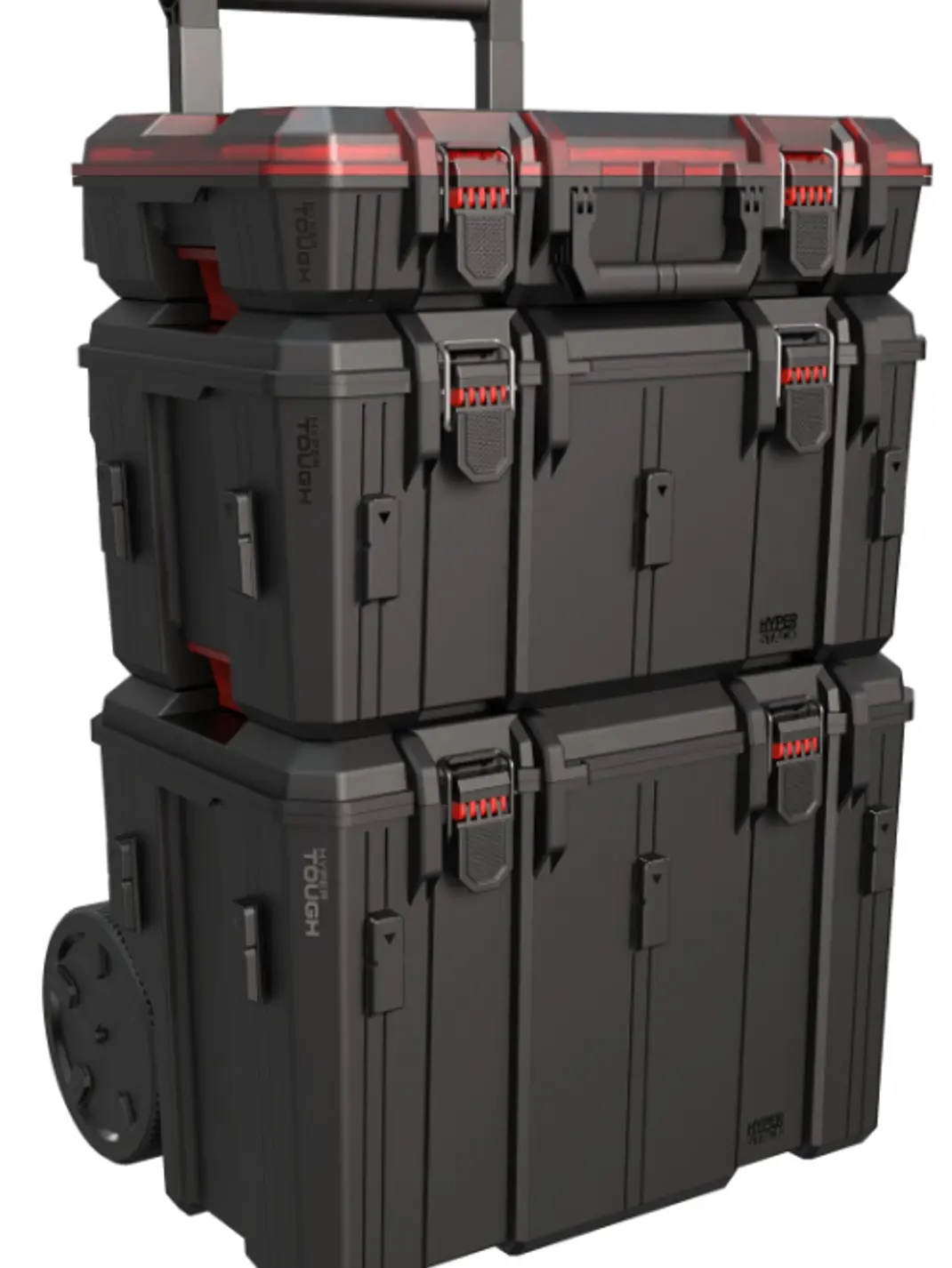 Hyper Tough Hyper Stack Heavy Duty 3 Piece Modular Rolling Toolbox System, Black