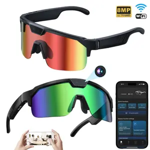8 MP Smart AI Glasses for 2026 NEW Sports Cycling Camera  Sunglasses,WiFi / Bluetooth Glasses,Open Ear Music Speakers, Built-in Mic, Voice Assistant,Supports Translation for 130 Global Languages,Video/Audio Recording AI Image Recognition Smart AI Glasses