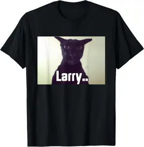 100% Cotton Evil Larry Meme Larry Cat Meme Cursed Memes Brainrot Memes T-Shirt