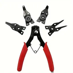 4-In-1 Circlip Pliers Set Snap Ring Pliers Multi Crimp Removable Plier Head Retaining Circlip Pliers Hand Tools Multifunctional Heavy Duty Multipurpose Plier Set