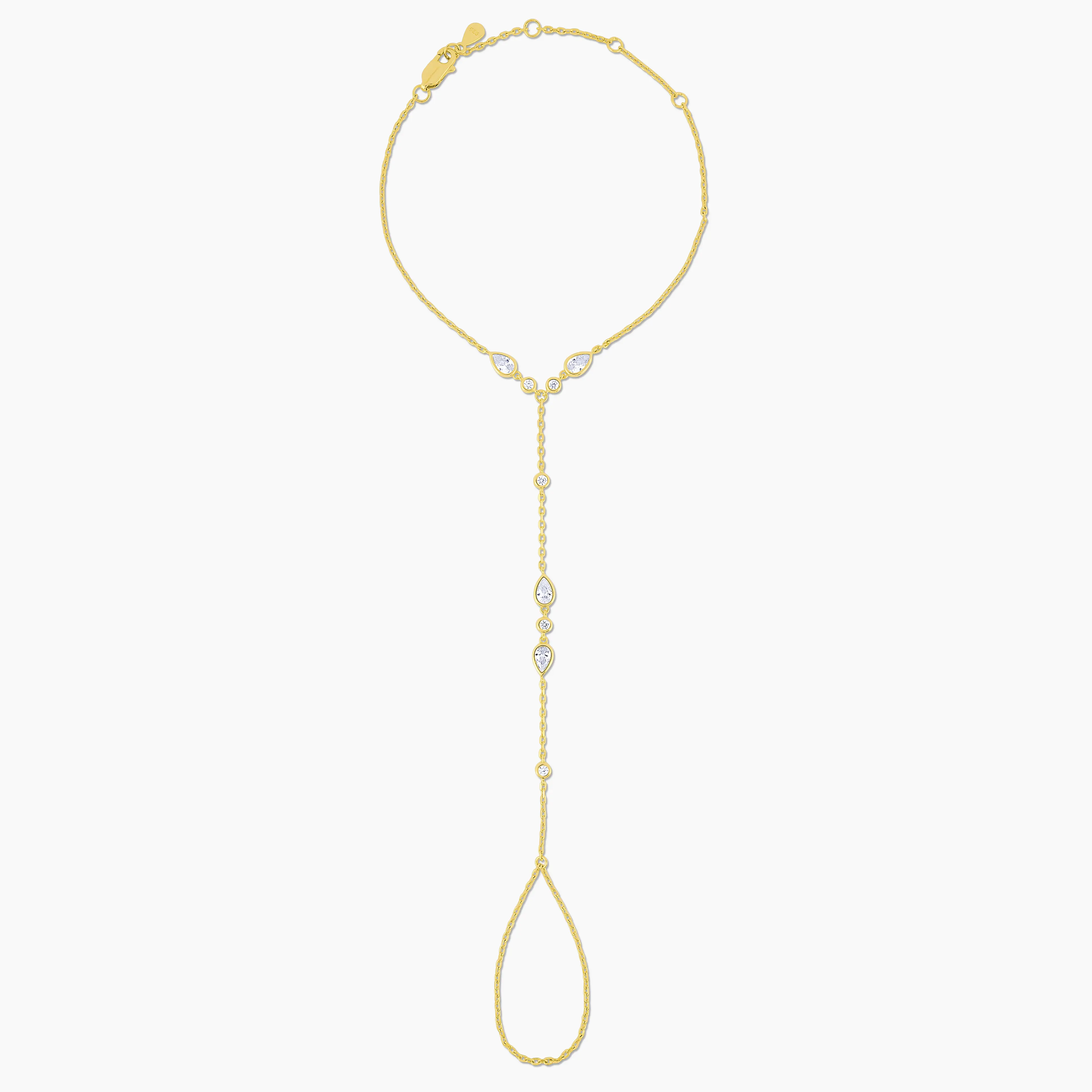 Swagy Chic Teardrop Bezel Hand Chain Bracelet - Captivating Fashion Jewelry with a Graceful Drape, Captivating Hand Chain