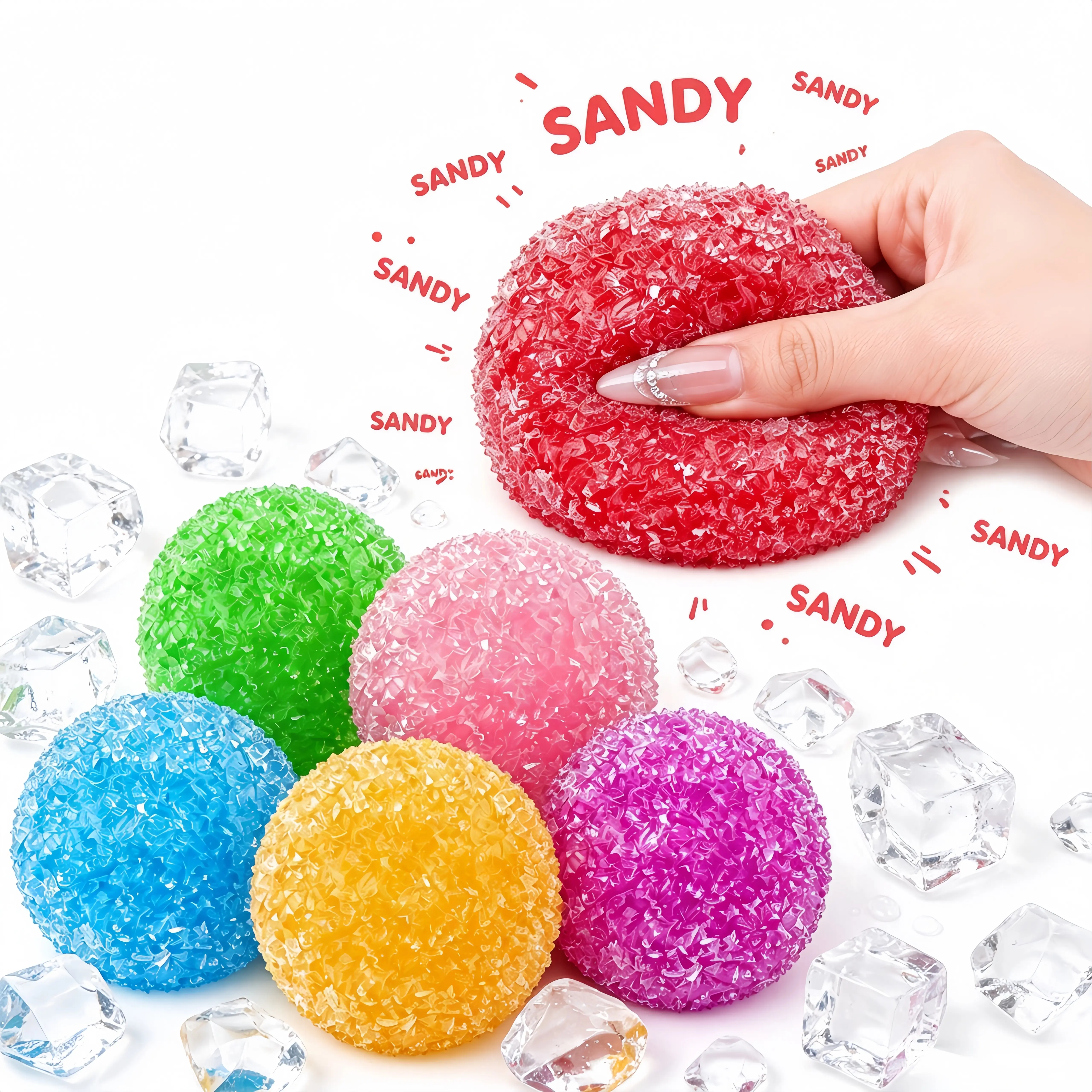 Crunchy Squishy Ball, 1-3Pcs Sand-Filled TPR Shell Fidget Toy for Adults, Palm-Size Stress Relief Toy with Satisfying Crunch Sound for Office, Home