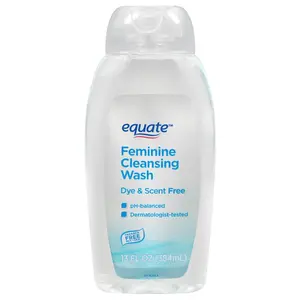 Equate Feminine Cleansing Wash - Unscented, 13 fl oz, pH-Balanced for Sensitive Skin, Dye & Scent Free