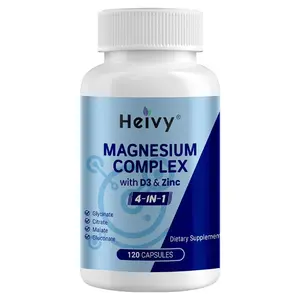 Heivy 4 in 1 Magnesium Complex with Zinc & Vitamin D3, 320mg Elemental Magnesium (Glycinate/Citrate/Gluconate/Malate), 120 Capsules (4 Months Supply), Vegan, Non-GMO, Gluten-Free, 3rd Party Tested