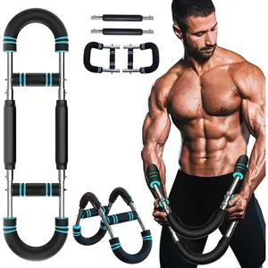 Chest Trainer for Men, Adjustable Chest Workout Equipment, Twister Arm Trainer Chest Workout Machine, Chest Exerciser Flex Bar, Upper   Strength  Device for  Gym (U60-100lbs Kit)