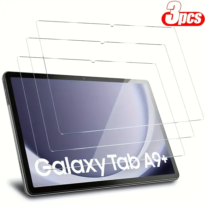 3-piece HD Tempered Protective Glass Compatible with Samsung Galaxy Tab A9 2023 8.7inch SM-X110, SM-X115, A9 Plus, A9+ 11inch 2023 SM-X210, SM-X215 Tablet Protector, Tempered Screen Film, Smooth Surface, High-quality Protection, Tablet Screen Protector |