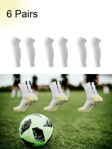 6-Piece Set New Unisex Outdoor Soccer Training Equipment Non-Slip Shock-Absorbing Football Socks Running Fitness Cycling Mid-Calf Socks Sports Elastic Leg Covers