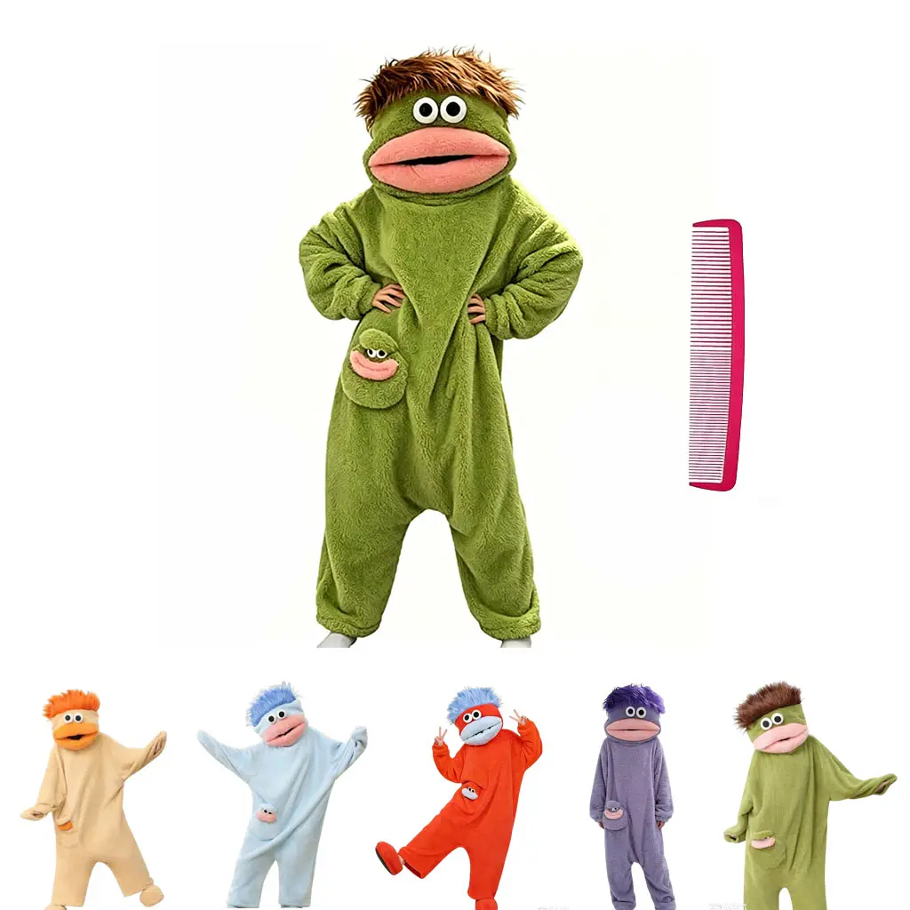 Funny Big Mouth Monster Hooded Onesie Pajamas with Decorative Large Comb – Ultra Soft Plush Fleece Oversized One Piece Loungewear for Sleepwear & Themed Party