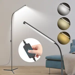 KEXU 15W Bright LED Floor Lamp with Stepless Adjustable 3700K-7000K Colors & Dimmable Gooseneck for Bedroom Reading Eye Protection Lighting Modern Floor Lamp
