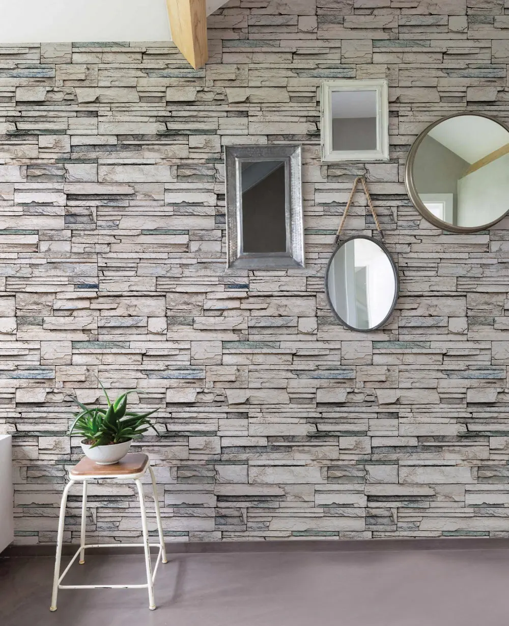 Faux Stone Wallpaper - Peel and Stick Faux Stone Wallpaper - Peel and Stick