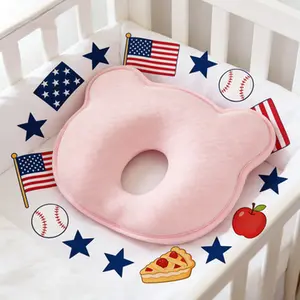 [Genuine Silicone]Soft Breathable Memory Foam Baby Pillow，Baby Nap Pillow- Soft & Breathable Memory Sponge for Correcting Flat Head & Preventing Sideways Sleeping- Machine-Washable Head & Neck Support for Travel & Outdoor Fun