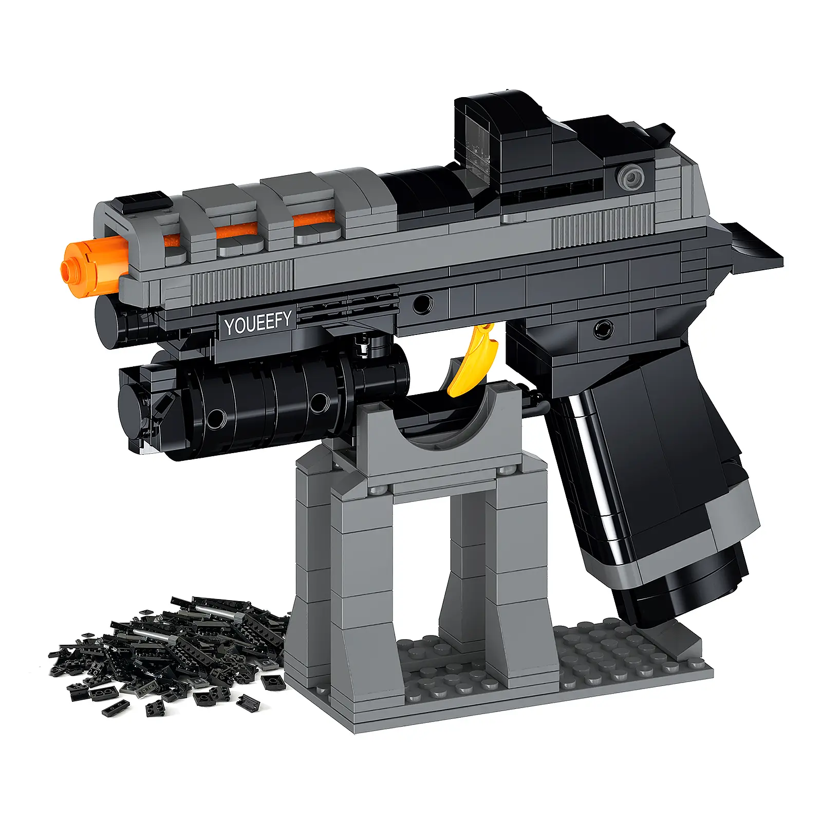 4 Realistic Design Building Block Pistol Toy Models, Blasters & Toy Blocks, Great Gift for Ages 8+ Young Builders