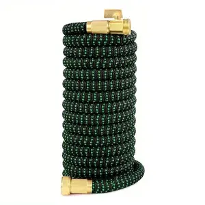 Expandable Garden Hose, Retractable Water Hose with 3/4'' Solid Brass Fitting Connectors, Garden Hose for Yard Watering & Washing, Heavy Duty, Portable, Lawn, Durable Garden Hose