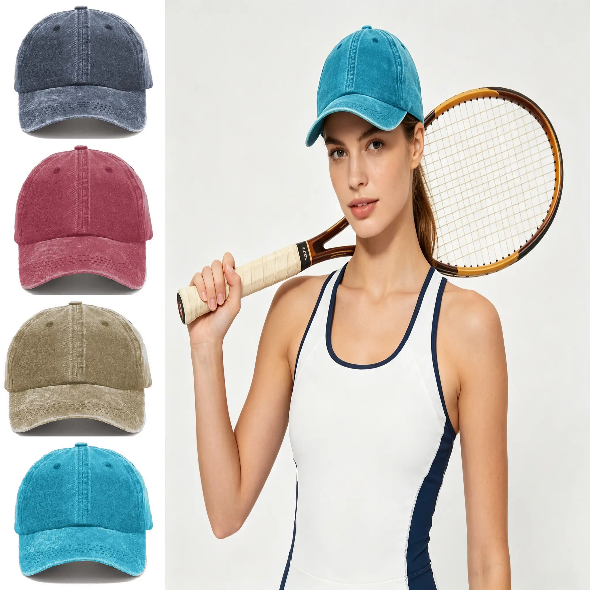 Retro washed baseball cap - Adjustable casual sports outdoor baseball cap, must-have for travel