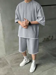 Men's Summer Outfits 2 Piece Short Sleeve and Shorts Set, Casual Tracksuit Shorts Summer Sweatsuit Short Sleeve Sport Set,Twill Sweatshirt Fabric Sets for Men