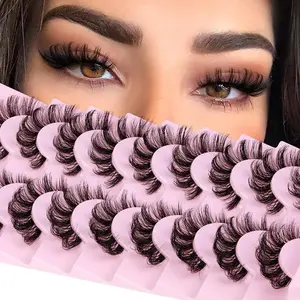 Luxurious Faux Eyelashes, 9 Pairs, Natural Look, D-Curl, Hypoallergenic, Transparent Stems, Dramatic Volume, Fluffy Cluster Lashes, Perfect for Daily Wear & Parties, Eyelash Extensions
